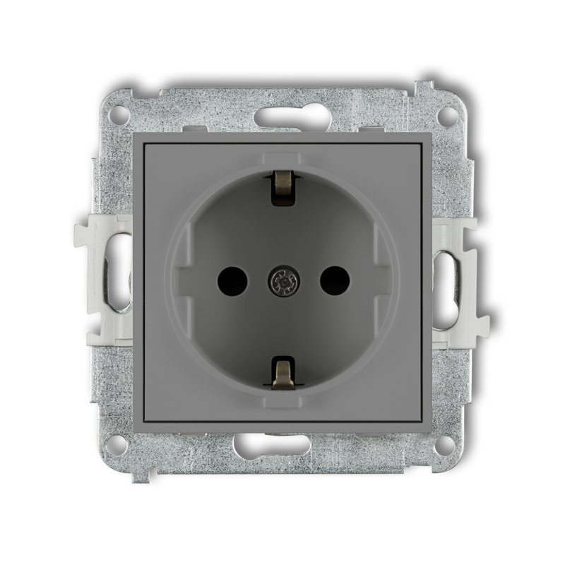 Mechanizm gniazda pojedynczego z uziemieniem SCHUKO 2P+Z szary mat 27MGP-1sp Karlik Mini