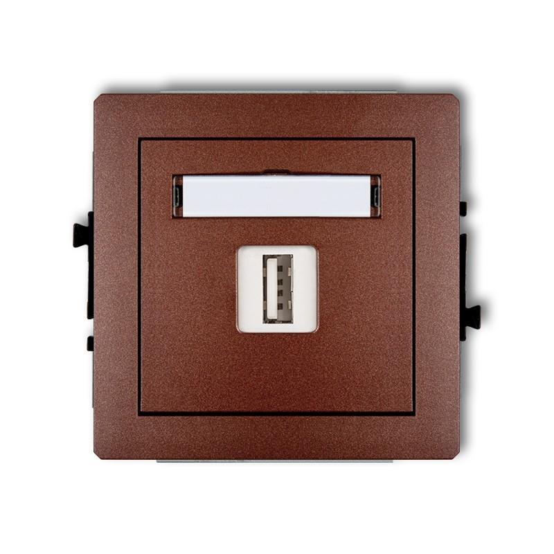 Mechanizm gniazda pojedynczego USB A-B 2.0, bez pola opisowego brązowy metalik DECO 9DGUSBBO-3 Karlik