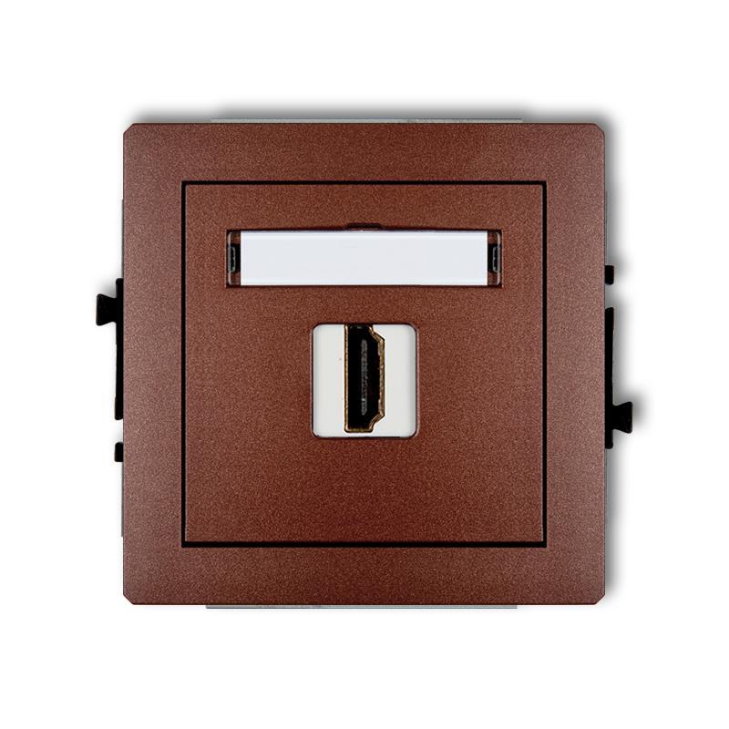 Mechanizm gniazda pojedynczego HDMI 2.0, bez pola opisowego brązowy metalik DECO 9DHDMIBO-3 Karlik