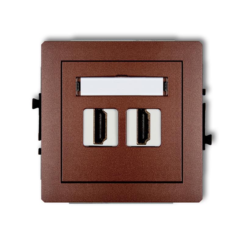 Mechanizm gniazda podwójnego HDMI 2.0, bez pola opisowego brązowy metalik DECO 9DHDMIBO-4 Karlik