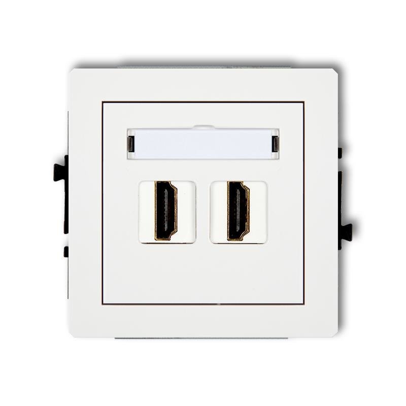 Mechanizm gniazda podwójnego HDMI 2.0, bez pola opisowego biały DECO DHDMIBO-4 Karlik