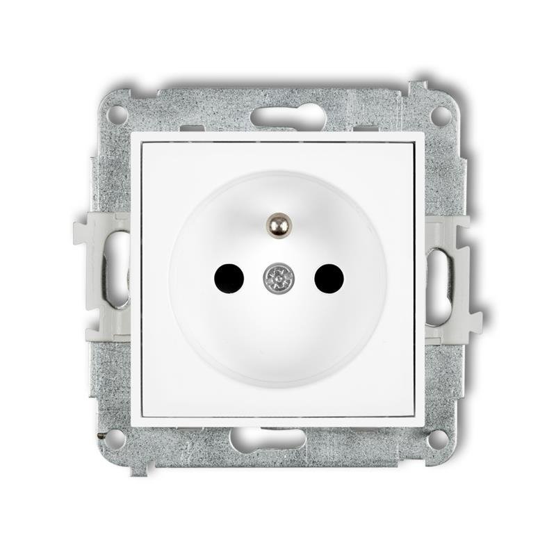 Mechanizm gniazda pojedynczego z uziemieniem 2P+Z (przesłony torów prądowych) biały MGP-1zp Karlik Mini