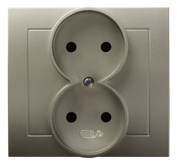 Gniazdo podwójne satyna light Ospel Kier GP-2W/45
