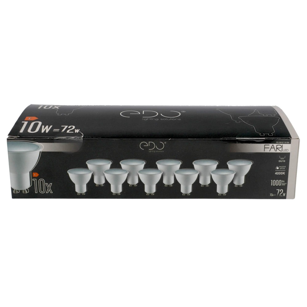 Zestaw żarówek 10x FARI LED GU10 10W 4000K neutralna NW 1000lm 120st EDO