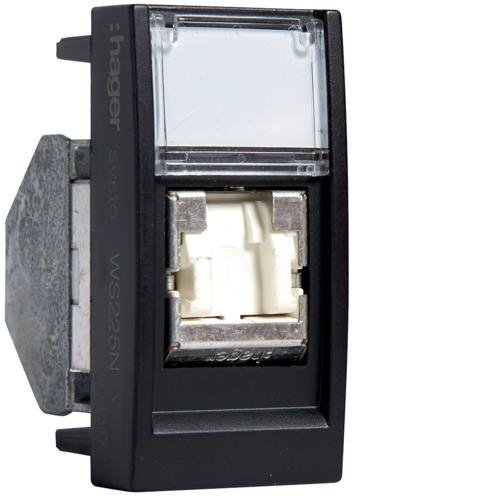 systo Gniazdo informatyczne z polem opisowym 1x RJ45 kat. 6 STP, 1M, czarny Hager WS225N