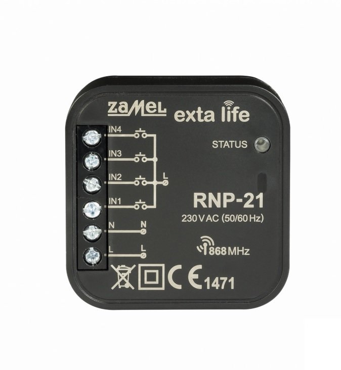 Radiowy nadajnik dopuszkowy 4-kanałowy 230V Zamel exta life RNP-21