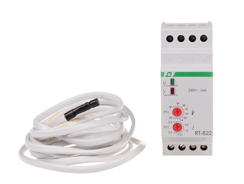 Regulator temperatury z sondą w kmpl. 30÷60°C 16A, RT-822, F&F
