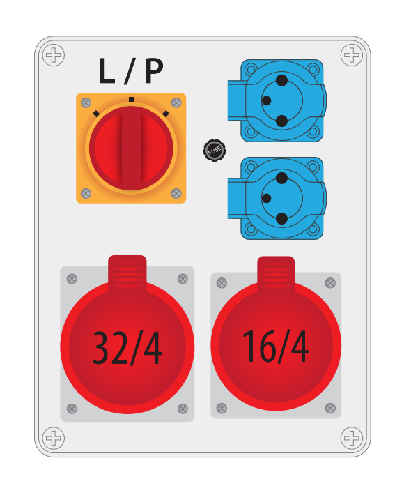 Rozdzielnica R-BOX 240 1x32A/4P, 1x16A/4P, 2x230V wyłącznik L-O-P B.1615W Pawbol