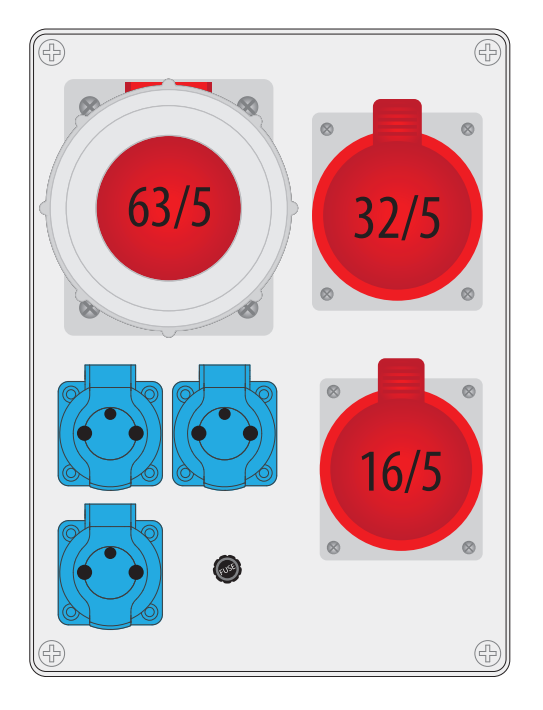 Rozdzielnica R-BOX 300 1x63A/5P, 1x32A/5P, 1x16A/5P, 3x250V B.18.3168 Pawbol