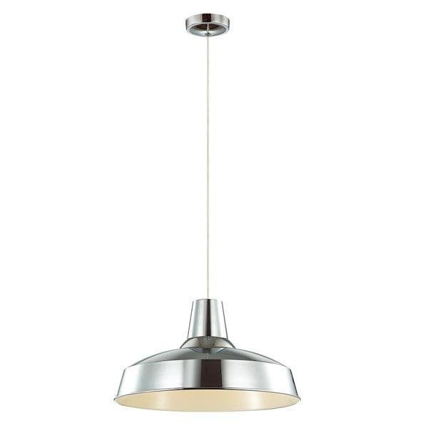 Lampa sufitowa wisząca Loft okrągła kopuła metalowa chrom zwis srebrna Italux MA04390CA-001