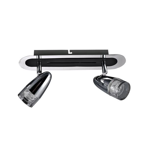 Lampa sufitowa ścienna kinkiet LED Albane 2 podwójna reflektorek listwa czarna chrom szkło spotlight Italux HP-503AC-02M-1341 CH