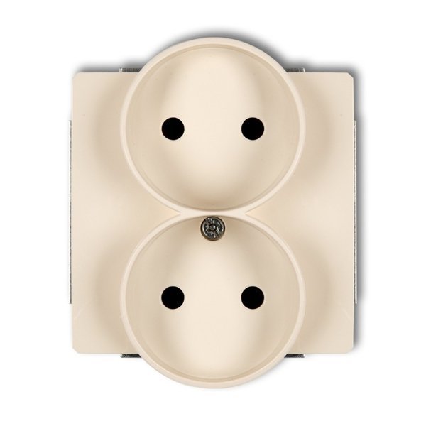 Mechanizm gniazda podwójnego do ramki DECO Soft, bez uziemienia 2x2P beżowy Karlik 1DGPRSO-2p
