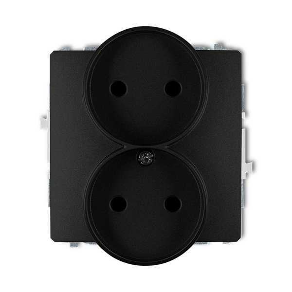 Mechanizm gniazda podwójnego do ramki DECO Soft, bez uziemienia 2x2P czarny mat Karlik 12DGPRSO-2p