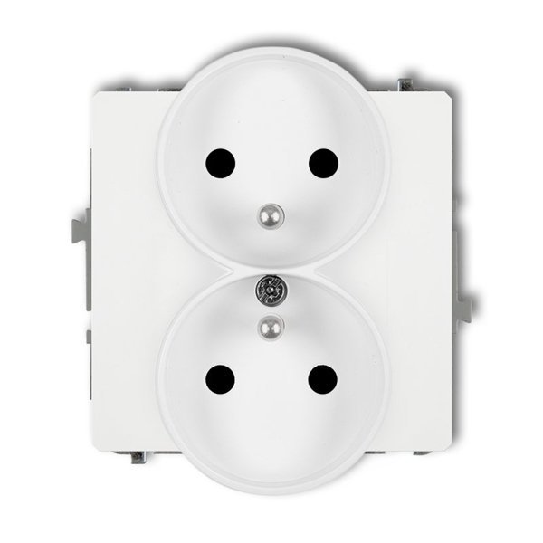 Mechanizm gniazda podwójnego do ramki DECO Soft, z uziemieniem 2x(2P+Z) biały Karlik DGPRSO-2zp