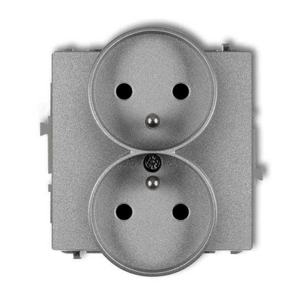 Mechanizm gniazda podwójnego do ramki z uziemieniem 2x(2P+Z) srebrny metalik Karlik Deco 7DGPR-2zp