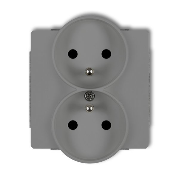 Mechanizm gniazda podwójnego do ramki z uziemieniem 2x(2P+Z) szary mat Karlik Deco 27DGPR-2zp