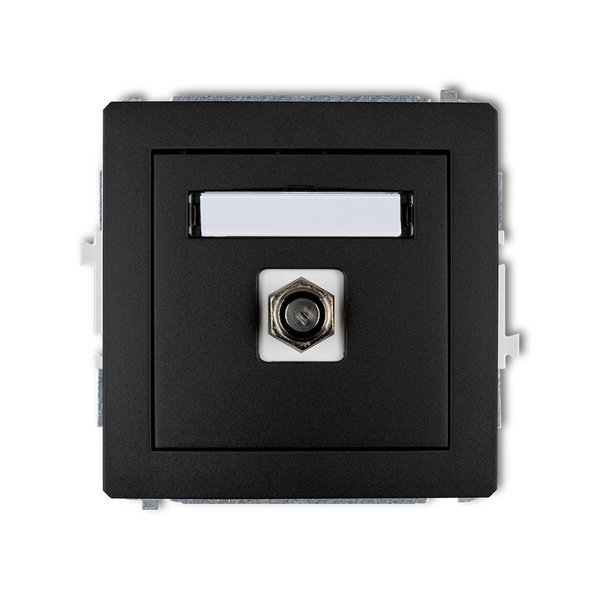 Mechanizm gniazda antenowego pojedynczego typu F (SAT) niklowany czarny mat Karlik Deco 12DGF-1