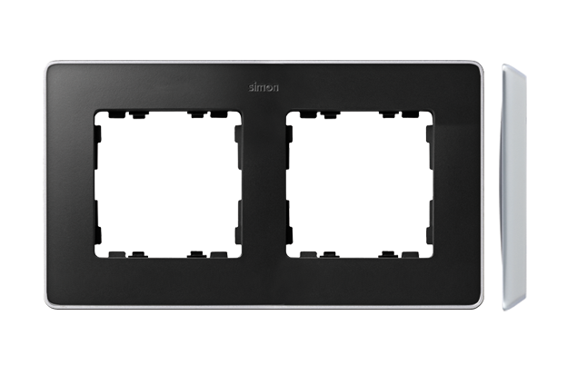 Ramka 2-krotna, Detail select-metal, grafit / podstawa aluminium Simon 82 8201620-240