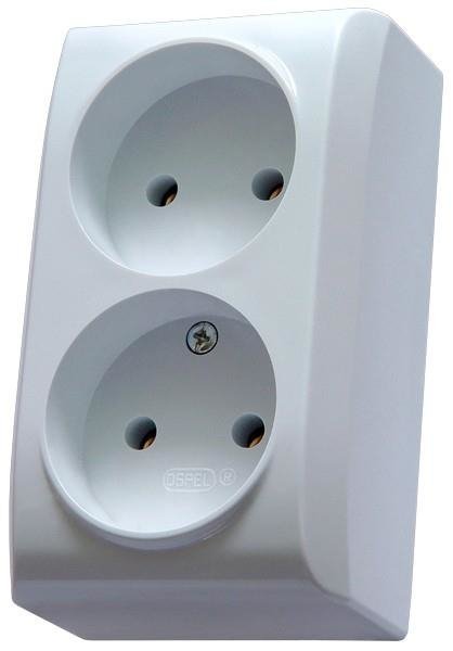 Gniazdo podwójne biały Ospel Bis GN-2B/00