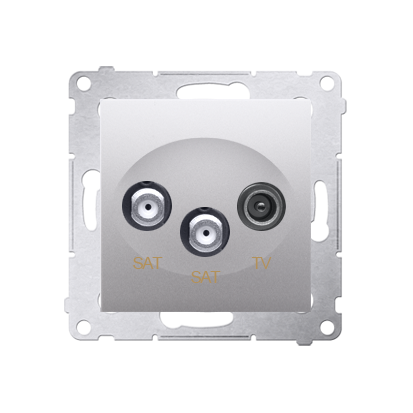 Simon 54 Premium Srebrny Gniazdo antenowe satelitarne podwójne SAT-SAT-RTV (moduł), DASK2.01/43
