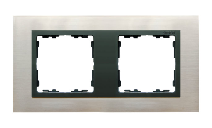 Ramka 2x stal inox / ramka pośrednia grafit Kontakt Simon 82827-37