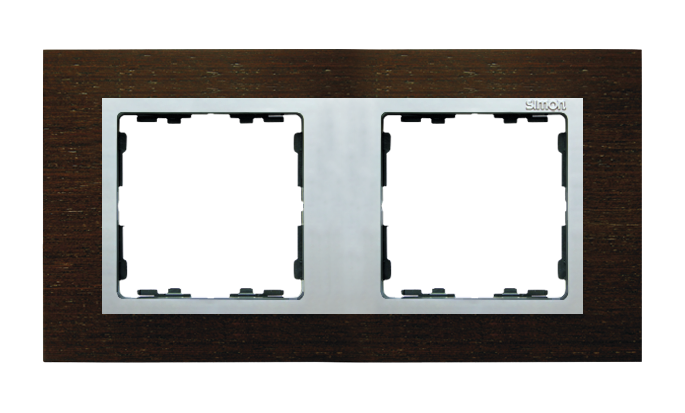 Ramka 2x wenge / ramka pośrednia aluminium mat Kontakt Simon 82927-65