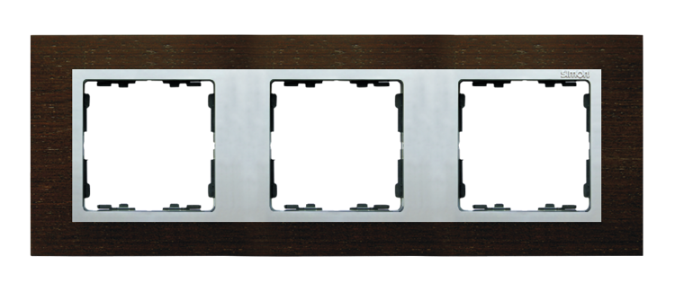 Ramka 3x wenge / ramka pośrednia aluminium mat Kontakt Simon 82937-65