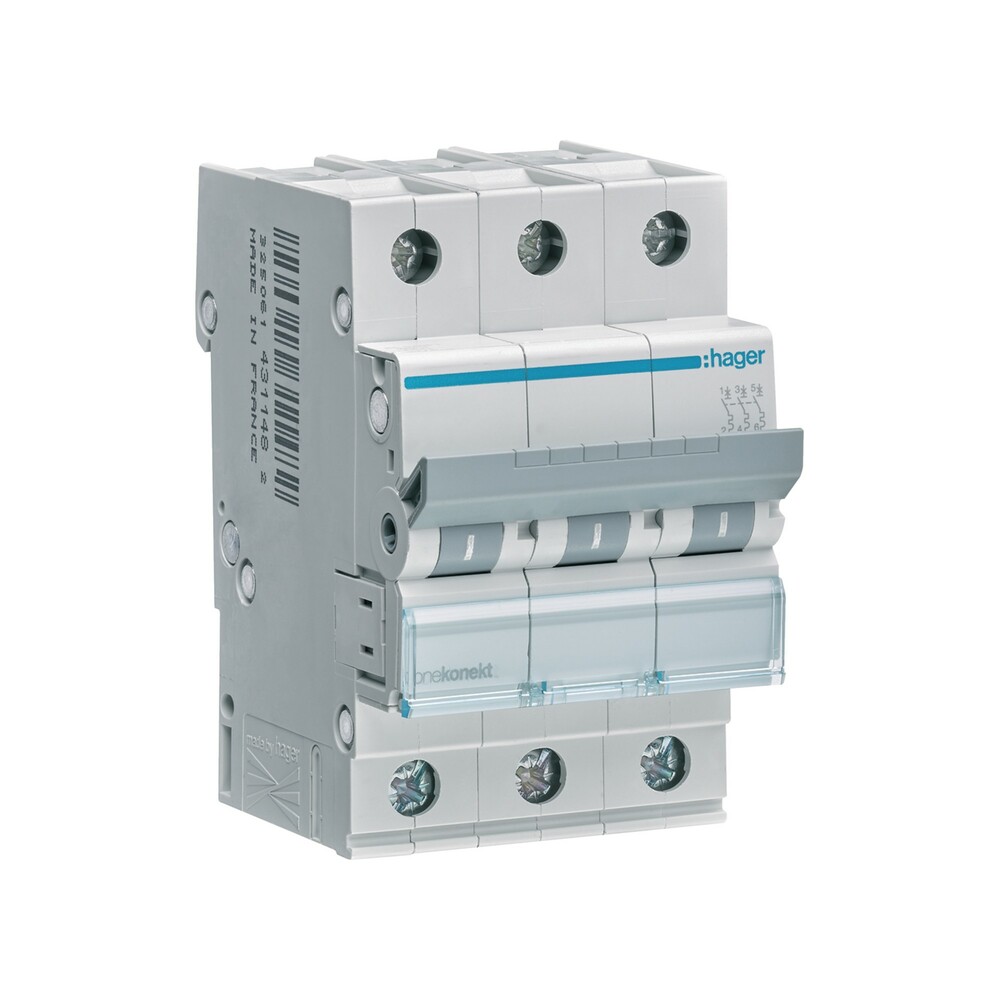 MCB Wyłącznik nadprądowy 6kA 3P C 16A MCN316E Hager