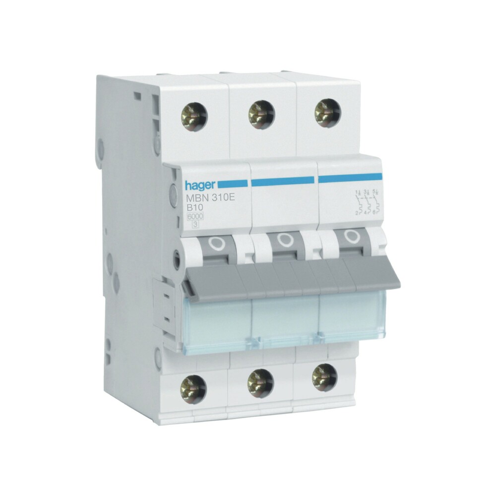 MCB Wyłącznik nadprądowy 6kA 3P B 10A MBN310E Hager
