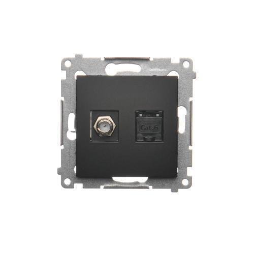 Simon 54 Premium czarny DASFRJ45.01/49 Gniazdo antenowe typu "F" + RJ45 kat.6 (moduł) czarne