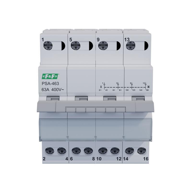 Przełącznik modułowy sieć - agregat 4P 63A 230/400V PSA-463 F&F