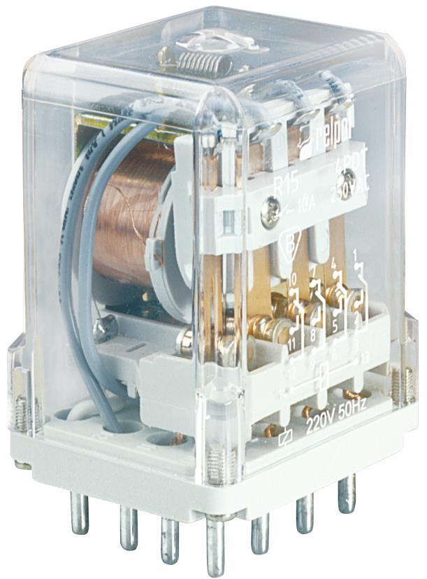 Przekaźnik elektromagnetyczny, przemysłowy - małogabarytowy, do gniazda wtykowego. R15-2014-23-1110-KLD