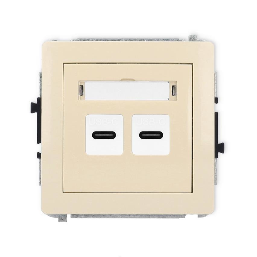 Mechanizm ładowarki USB podwójnej 2xUSB C, 20W max. Karlik DECO beżowy 1DCUSB-7