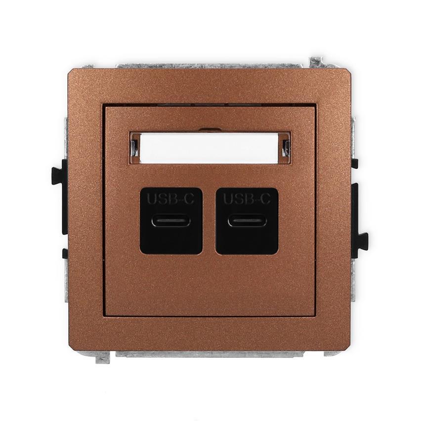 Mechanizm ładowarki USB podwójnej 2xUSB C, 20W max. Karlik DECO brązowy metalik 9DCUSB-7