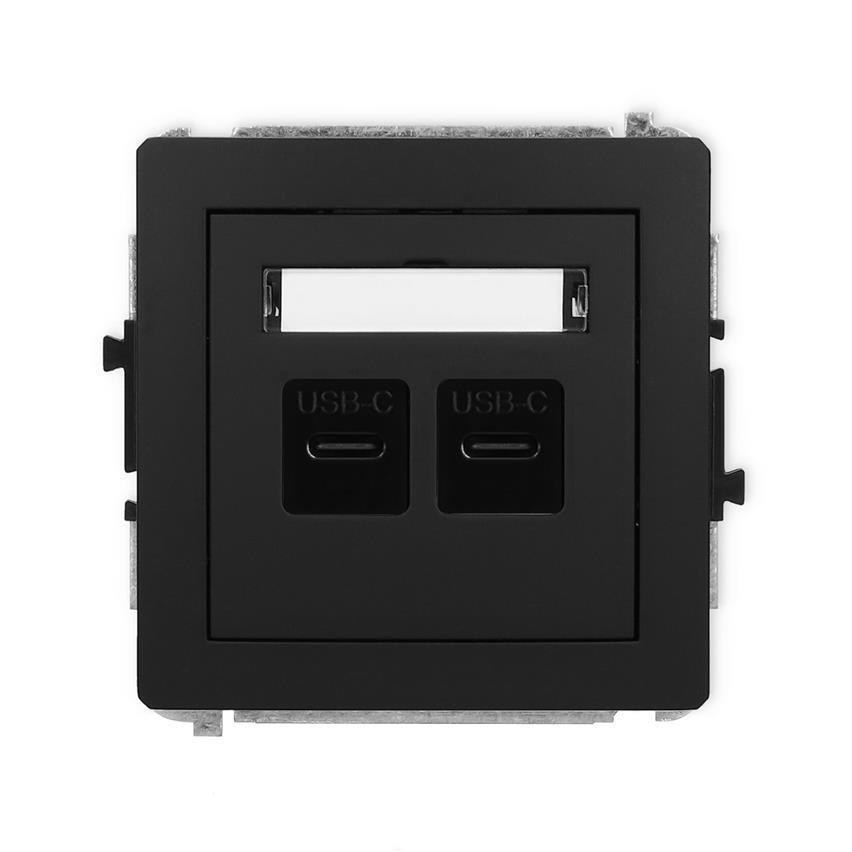 Mechanizm ładowarki USB podwójnej 2xUSB C, 20W max. Karlik DECO czarny mat 12DCUSB-7
