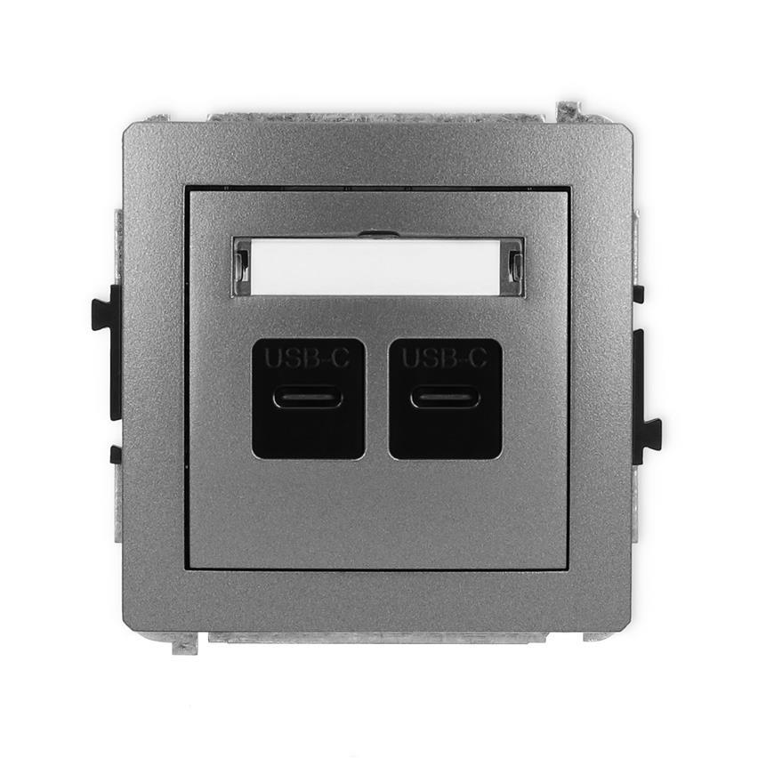 Mechanizm ładowarki USB podwójnej 2xUSB C, 20W max. Karlik DECO grafitowy 11DCUSB-7
