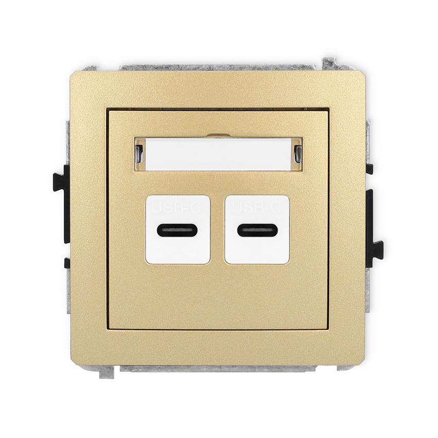 Mechanizm ładowarki USB podwójnej 2xUSB C, 20W max. Karlik DECO złoty 29DCUSB-7