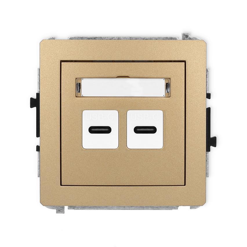 Mechanizm ładowarki USB podwójnej 2xUSB C, 20W max. Karlik DECO złoty metalik 8DCUSB-7
