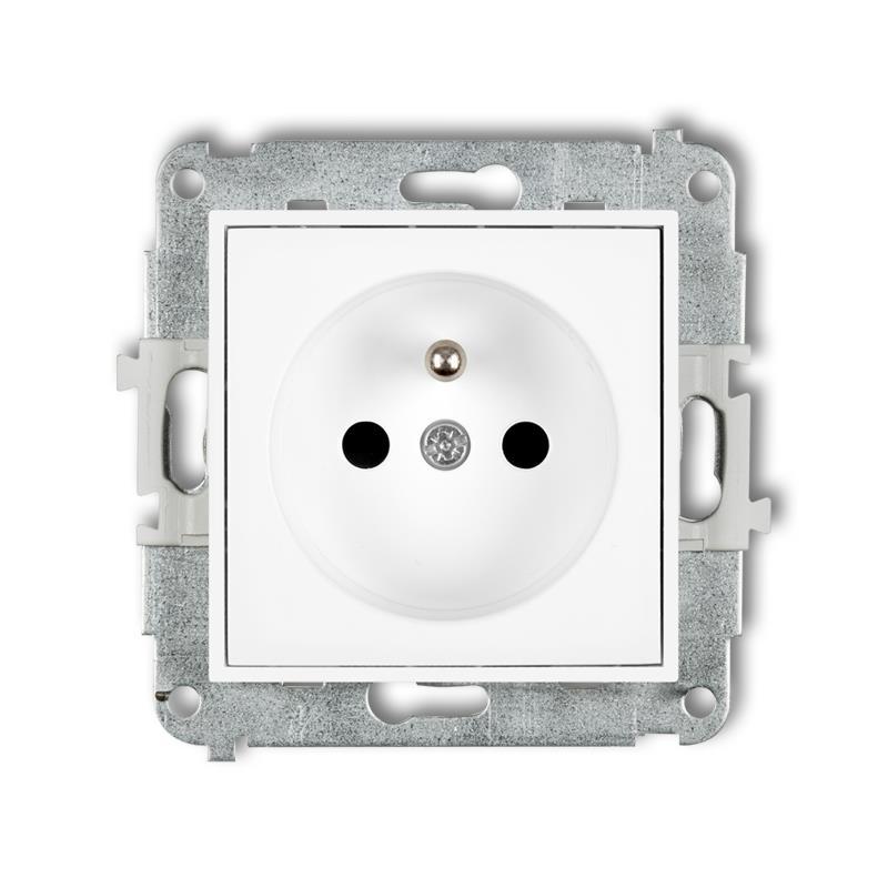 Mechanizm gniazda pojedynczego z uziemieniem 2P+Z (przesłony torów prądowych) biały mat 25MGP-1zp Karlik Mini