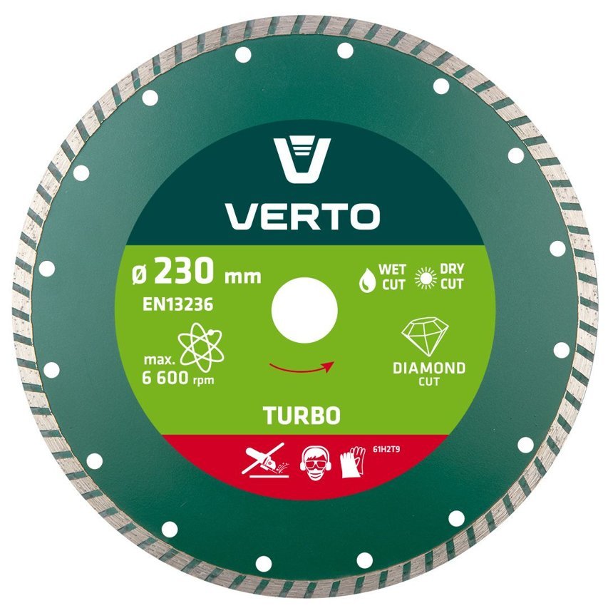 Tarcza diamentowa 230x22.2 mm, turbo 61H2T9 VERTO