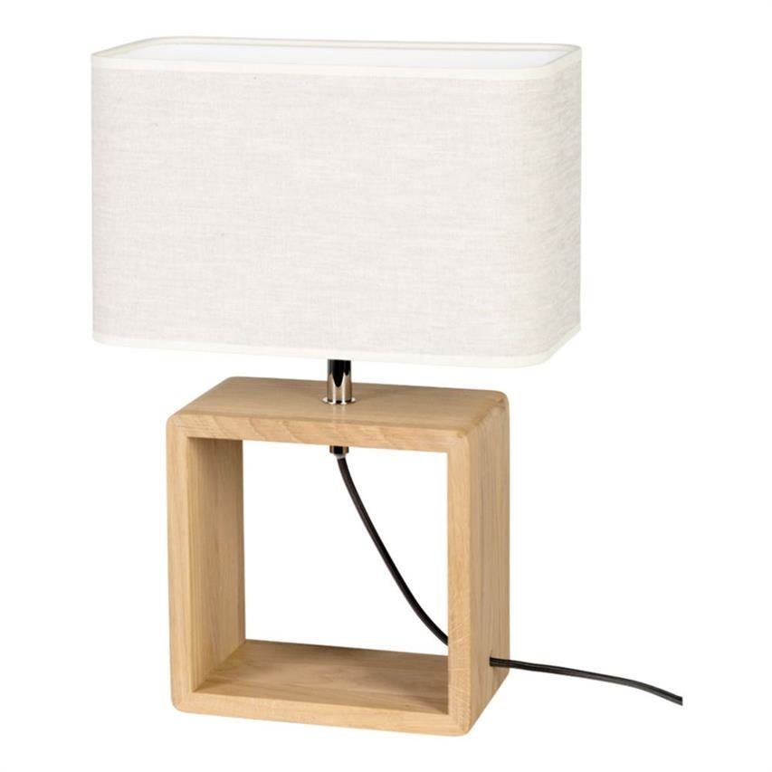 Boho Lampa Stołowa 1xE27 Max.25W Dąb Olejowany/Czarny Oplot/Beżowy Britop