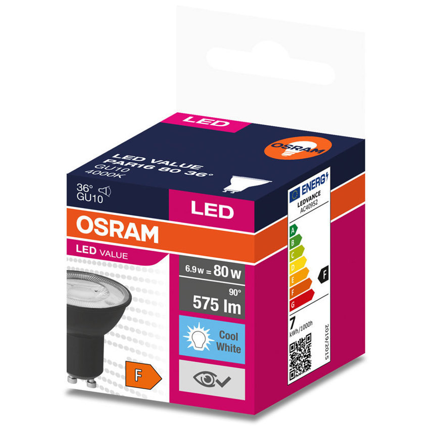 Żarówka LED Value Black GU10 6,9W =80W 6500K 540lm 36st czarna Osram