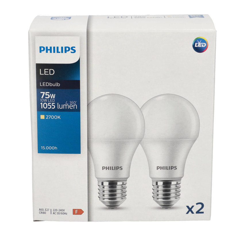 Zestaw żarówek 2x CorePro LED A60 E27 10W =75W 2700K ciepła 1055lm Philips
