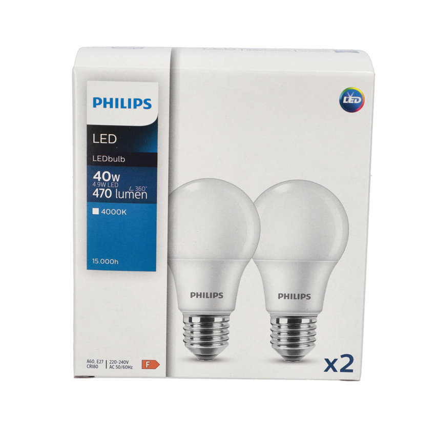 Zestaw żarówek 2x CorePro LED A60 E27 4,9W =40W 4000K neutralna 470lm Philips
