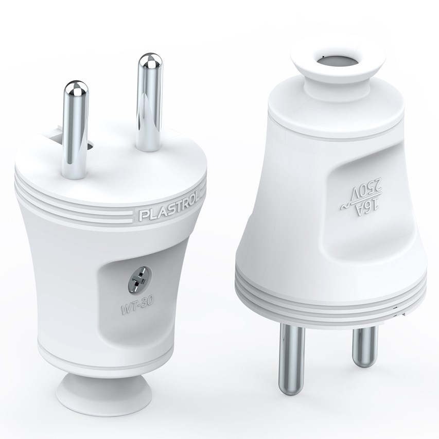 Wtyczka rozbieralna, prosta 2p+Z, 16A, 250V; WT-30 BIAŁY