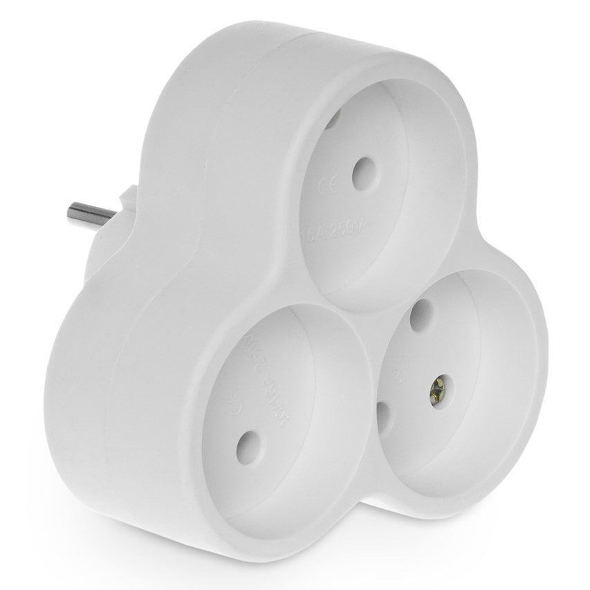 Rozgałęźnik potrójny 3x2P, 16A, 250V; biały
