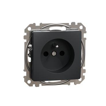 Gniazdo 2p+pE z przesłonami (zaciski bezgwintowe) czarny, antracyt 2-biegunowy + PE z przesłonami IP20 SDD114012 Sedna Design Schneider Electric