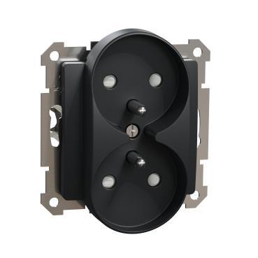 Gniazdo 2x2p+pE z przesłonami do systemu ramkowego (do ramek Elements) antracyt 2x 2P+E IP20 SDD114271 Sedna Design Schneider Electric