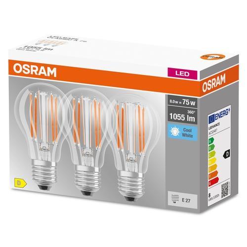 Zestaw żarówek 3x LED Filament E27 7,5W 4000K 1055lm Osram