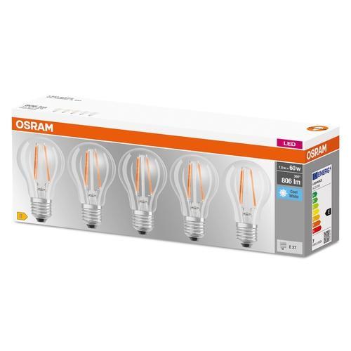 Zestaw żarówek 5x LED Filament E27 6,5W 4000K 806lm Osram